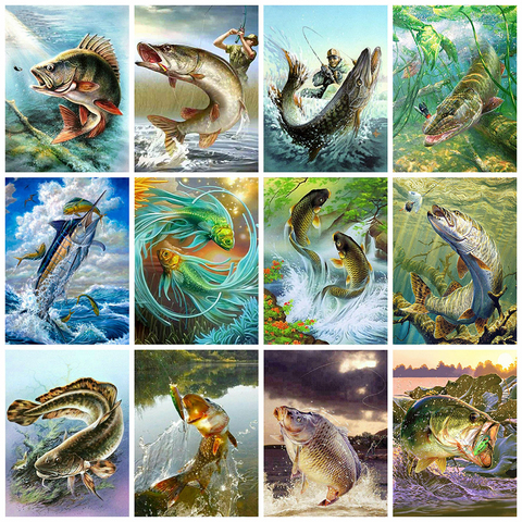 Evershine 5D DIY Diamond Painting Fish Animals Diamond Embroidery Cross Stitch Kit Mosaic Full Layout Home Decoration ► Photo 1/6