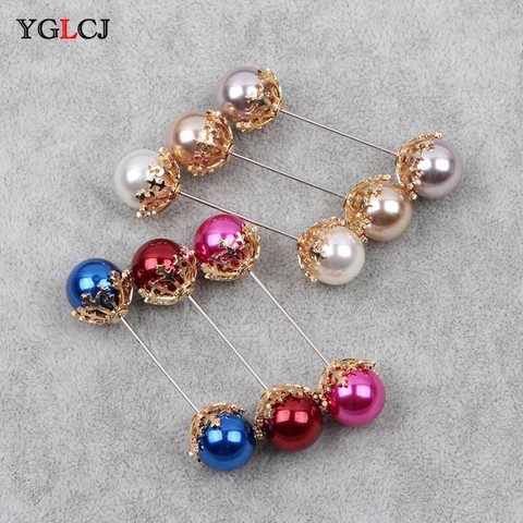 Double Pearl Brooch Snowflake Bow Decoration Accessories Enamel Needle Brooch Silk Scarf Buckle Pure Copper Fittings ► Photo 1/6