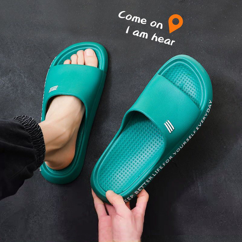 WEH Men Slippers Slides for men Home Non-slip Summer Indoor Bathing Couple Non-slip Flip Flops Chanclas Hombre Platform Shoes ► Photo 1/6