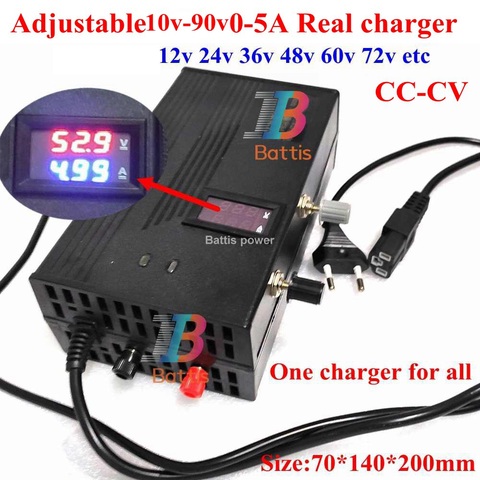 Adjust 10-90v 0-5A CC CV 48v 36V 42v 60v 72v 5A 37.8v 29.2v 25.2v 16.8v 12v 14.6v charger for LTO Lithium battery lifepo4 pack ► Photo 1/6
