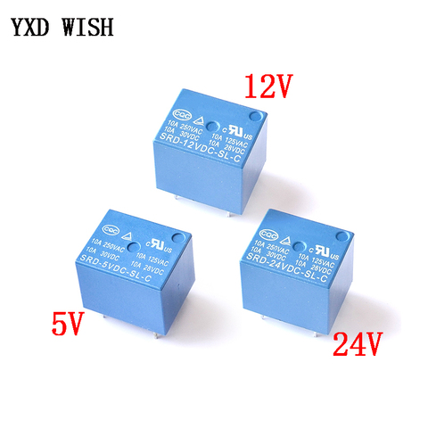 10 PCS Mini 5 Pins SRD-05VDC-SL-C SRD-12VDC-SL-C SRD-24VDC-SL-C Relais Rele Relay 10A 5V 12V 24V DC ► Photo 1/1