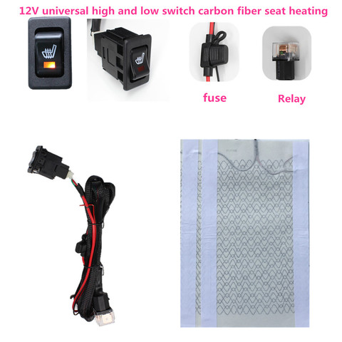 Universal 12V Car Seat Heater Carbon Fiber  Heat Pad with Rock Switch Protector for seat cushion warm autumn winter ► Photo 1/6