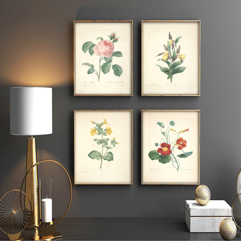 Classic Retro Botanical Canvas Painting Vintage Ancient Botany Flower Fruits Posters Prints Wall Art Picture Room Decor A4 A3 A5 ► Photo 1/6