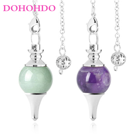 DOHOHDO Hot Reiki Natural Stone Crystal Balance Red Agates Dowsing Pendulum Circular Cone Charm Pendant For Men Women Divination ► Photo 1/6