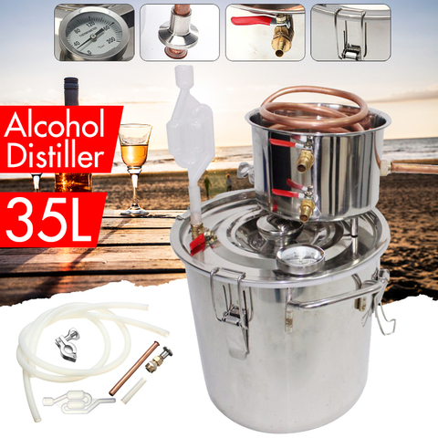 Efficient 8GAL 35L Distiller Alambic Moonshine Alcohol Still Stainless Copper DIY Home Brew Water Wine Essential Oil Brewing Kit ► Photo 1/6