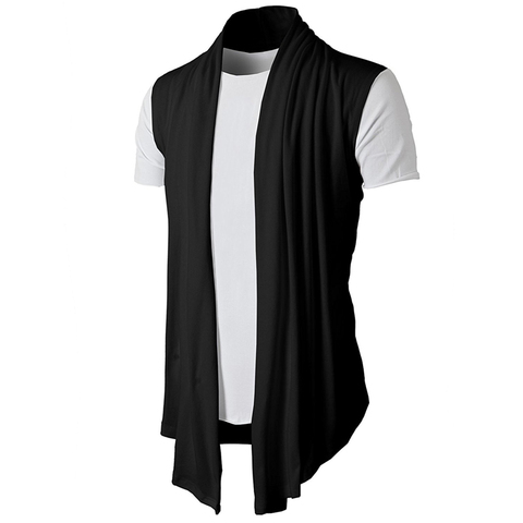 2022 Spring Summer New Personality Joker Solid Color Sleeveless Casual Men's Cardigan Fine Cardigan Cardigan Hip Hop Vest ► Photo 1/6