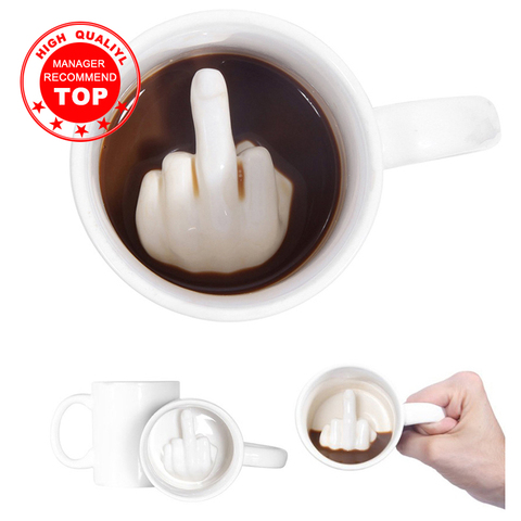 Creative Design White Middle Finger mug,Novelty Style Mixing Coffee Milk Cup Funny Ceramic Mug 300ml Capacity Water Cup ► Photo 1/6