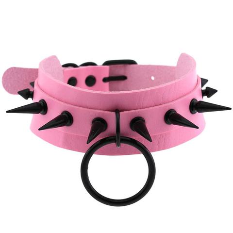 Pink Choker Black Spike Necklace For Women Metal Rivet Studded Collar Girls Party Club Chockers Gothic Jewelry Emo Accessories ► Photo 1/6