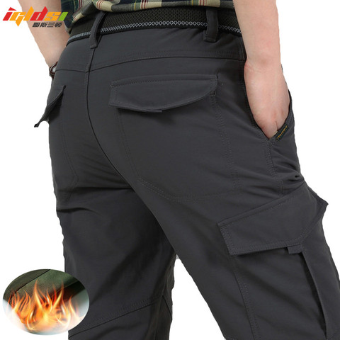 Men Tactical Military Pants Winter Thicken Fleece Warm Cotton Combat Bomber Working Shark Skin Trousers SoftShell Cargo Pants ► Photo 1/6