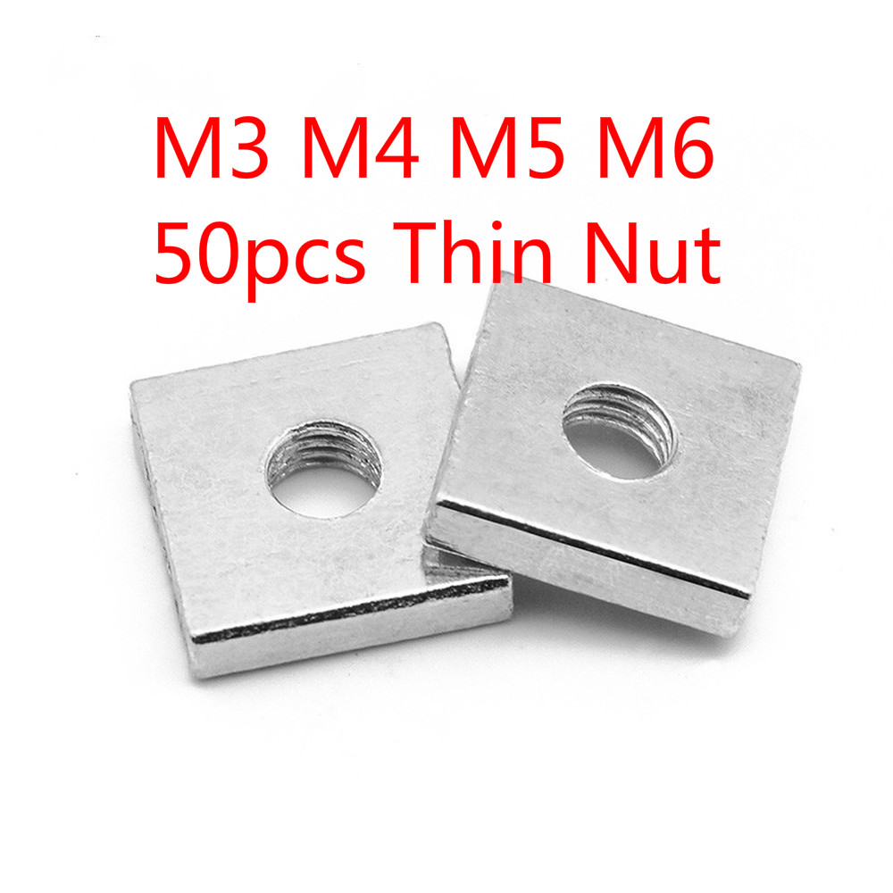 M3 M4 M5 M6 Color-zinc Plated Square Thin Nuts 20/50pcs 