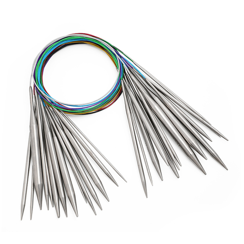 14pcs 2.25-10.0mm Multicolor Tube Circular Circular stainless steel Knitting Needles 40cm - 120cm Crochet Hooks Set Sewing Tools ► Photo 1/6