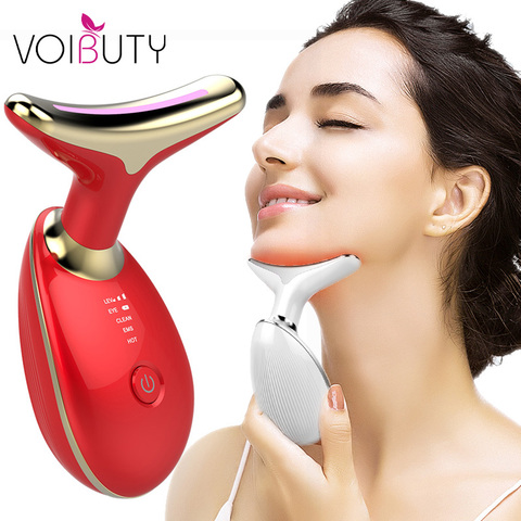 EMS Thermal Neck Lifting and Tighten Massager Electric Micro-current Wrinkle Remover  LED Photon Face Beauty Device for Woman ► Photo 1/6