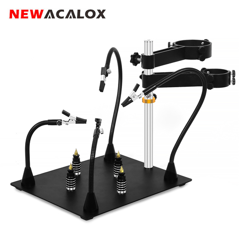 NEWACALOX Third Pana Hand Hot Air Gun Frame PCB Board Holder Heat Gun Stand Helping Hands Soldering Tool 3X LED Magnifying Glass ► Photo 1/6