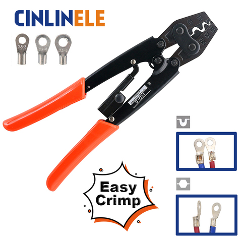 Non-Insulated Terminals Crimper 0.5-38mm Easy Crimp Pliers Wire Connector Electrician Tool Brass & Copper SNB RNB SC UT OT ► Photo 1/6