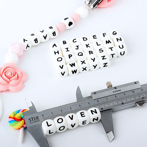 20/40/150/300/600/1000pcs Silicone Letter Beads 12mm English Alphabet Personalized Name DIY Rodent Teething Pendant Baby Teether ► Photo 1/6