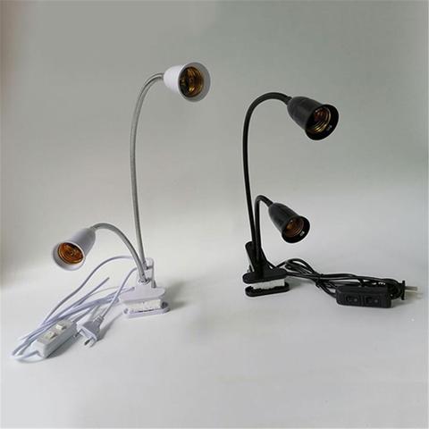 Black White 360 ° Flexible 2 light Clamp Tabl Lamps Clip on Light for Desk/Table/Bed/Piano/headboard/Plant/Flower Growing Light ► Photo 1/6