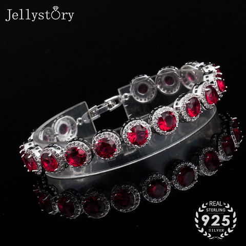 Jellystory charm bracelet with round shape sapphire ruby gemstone 925 sterling silver jewelry for female wedding engagement gift ► Photo 1/6