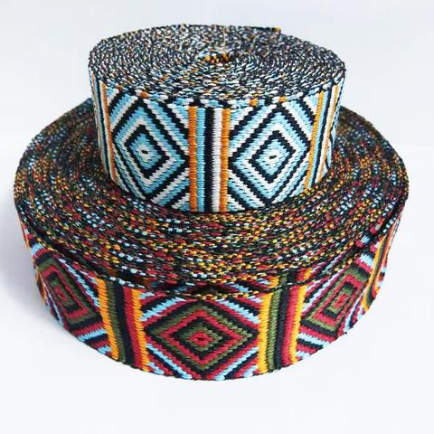 Retro Customs Embroidered Polyester Webbing 4CM Wide Tank Square Garment Woven Webbing Jacquard Ribbon 1yards ► Photo 1/5