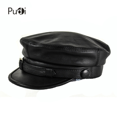 Buy Online Hl167 F Genuine Leather Baseball Cap Hat Men S Brand New Cow Skin Leather Newsboy Arny Fisherman Aviator Caps Hats Black Color Alitools