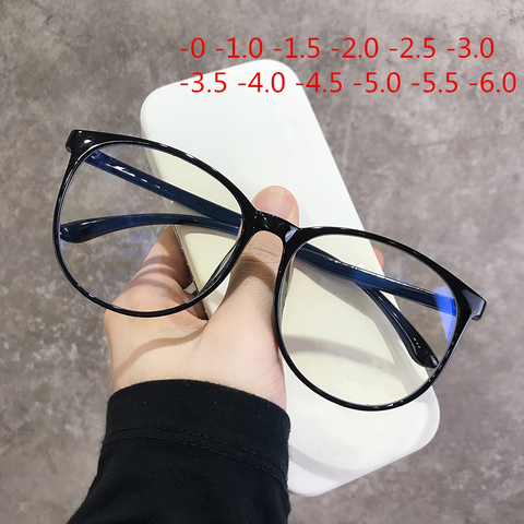 -1.0 1.5 2.0 to 6.0 Black Finished Myopia Glasses Men Women Transparent Eyeglasses Prescription Student Shortsighted Eyewear ► Photo 1/6