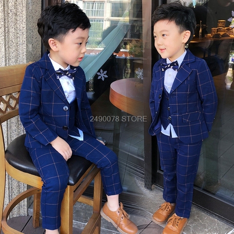 Top Quality Flower Boys Wedding Suit Gentleman Kids Formal Tuxedo Dress Children Party Performance Dress Costume ► Photo 1/6