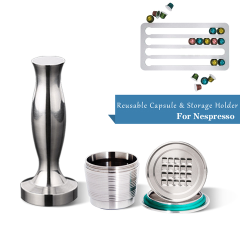 Nespresso Refillable Coffee Capsule 4PC/Set Stainless Steel Coffee Tamper Reusable Coffee Pod Business Birthday Coffeeware Gifts ► Photo 1/6