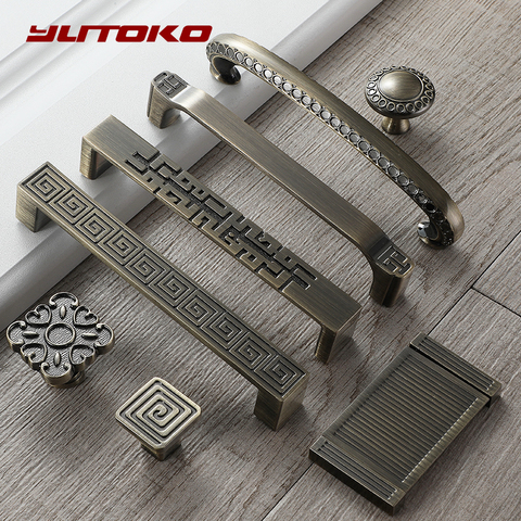 YUTOKO Antique Door Handles and Knobs Metal Drawer Pulls Vintage Kitchen Cabinet Handles and Knobs Furniture Handles Hardware ► Photo 1/6