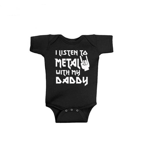 I listen to Metal with my Mommy and Daddy Baby Bodysuit Cotton Infant Body Short Sleeve Jumpsuit Baby Boy Girl Outfits Clothes ► Photo 1/6