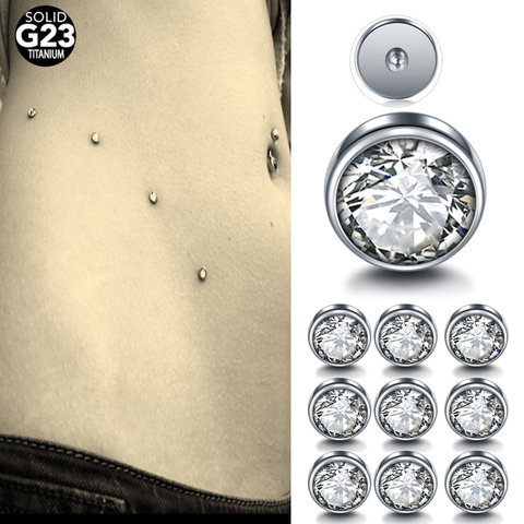 10pcs/lot 100% G23 Titanium Micro Dermal Piercings Dermal Anchor Top Piercings Skin Diver Crystal Top Surface Piercing  Jewelry ► Photo 1/6