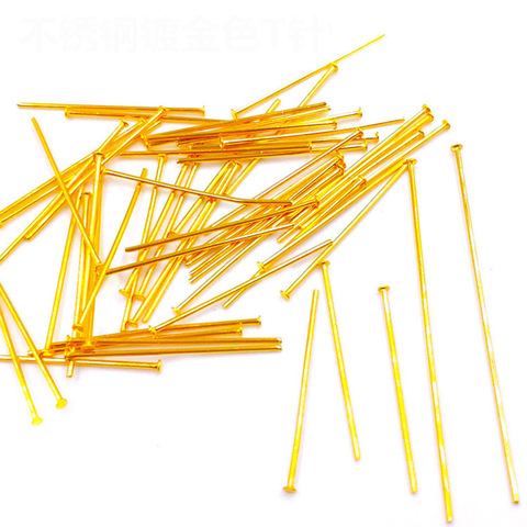 100pcs Stainless Steel Flat Head Pin Gold Color 15mm 20mm 25mm 30mm 35mm 40mm 45mm Headpin Needle for Earring Findings ► Photo 1/6