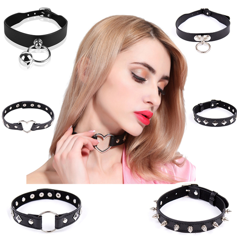 Goth Punk Bondage Collar Sexy Slave Bondage Neck Collar Choker Necklaces Bdsm Bondage Fetish Restraints Collar Erotic Accessory ► Photo 1/6