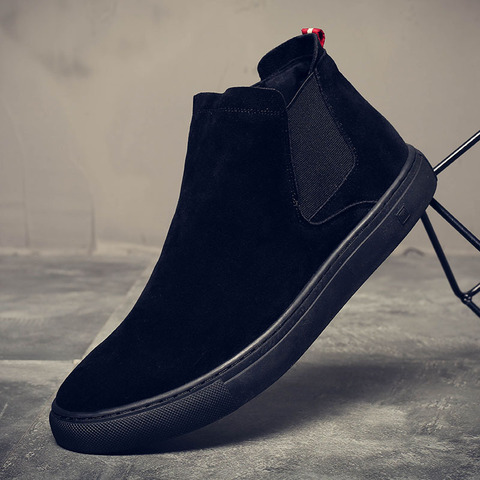 England design mens fashion chelsea boots cow suede leather shoes black slip-on shoe flat platform ankle boot sapatos botas male ► Photo 1/4