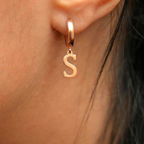 1Pair 26 English Letters A-Z Stud Earring Custom Letter earrings Hot Sale Simple Stainless Steel for Women Initial Earrings ► Photo 1/6