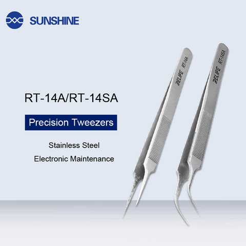 RT-14A RT-14SA Stainless Steel Curved Straight Tip Forceps Precision Soldering Tweezers Electronic Maintenance Tweezers Tool Jig ► Photo 1/6