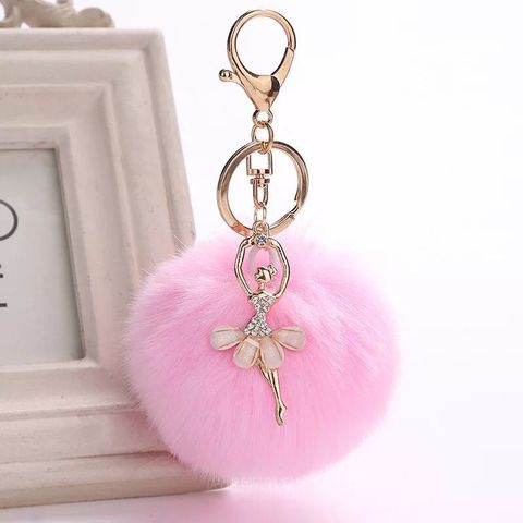 Cute Rhinestone Little Angel Car keychain fake Fur Key Chain Women Trinket Car bag Key Ring Jewelry Gift fluff keychains ► Photo 1/6