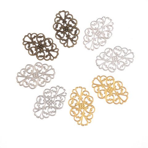 Free shipping 50Pcs Filigree Flower Wraps Connectors Metal Crafts Decoration DIY Findings Connectors 32x20mm ► Photo 1/5