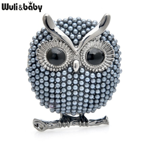 Wuli&baby Pearl Owl Brooches Women 3-color Animal Bird Brooch Pins Gfits ► Photo 1/6