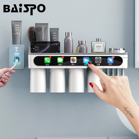 Magnetic Adsorption Inverted Toothbrush Holder Bathroom