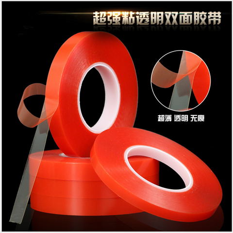 0.2MM 1/2/3/5/10mm 50M Strong Acrylic Adhesive PET Red Film Clear Double Side Tape No Trace For Phone Tablet LCD Screen Glass ► Photo 1/4