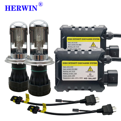 Xenon H4 9003 HB2 Hi/Low 55W Slim Ballast kit HID Car Headlight bulb 12V HID Conversion KIT 4300k 6000k Replace Halogen Lamp ► Photo 1/6