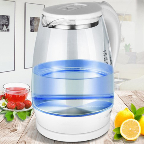 Electric Kettle Teapot Quick Heating Hot Water Boiling Tea Pot Glass Blue Light Heating Kettles Auto-Power Off Boiler ► Photo 1/3
