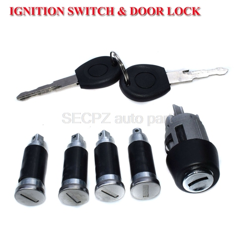 7Pcs/Set 1 Ignition Switch 4 Door Lock Barrel W/ 2 Keys For VW T4 Caravelle MK IV 1990-2003 Transporter 701837205 ► Photo 1/6