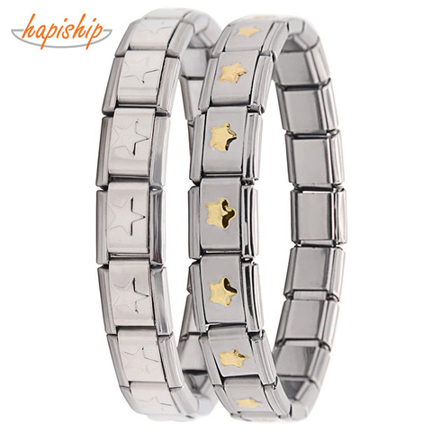 Hapiship 2022 Man/Women's Jewelry 9mm Width Gold  Star Stainless Steel Wish Fashion Bracelet Bangle Friend Birthday G061 ► Photo 1/6