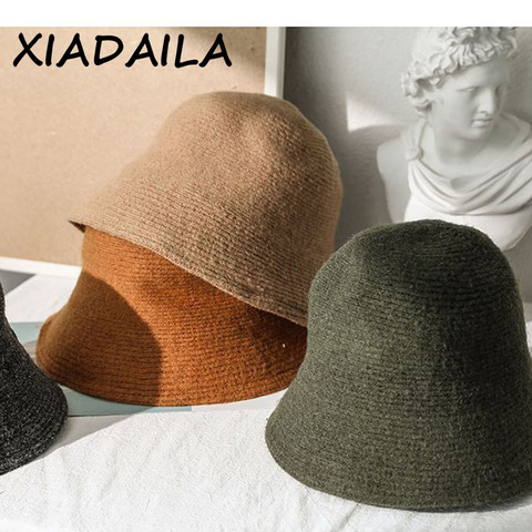 2022 panama warm winter Women's Bucket hat for teens Felt wool hat for girl sautumn and winter fashion Fur Black hip hop hat cap ► Photo 1/6
