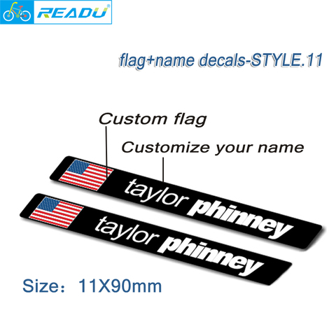 road bike frame flag name stickers custom rider id decals Bicycle MTB stickers Custom flag, custom name style 11 ► Photo 1/4