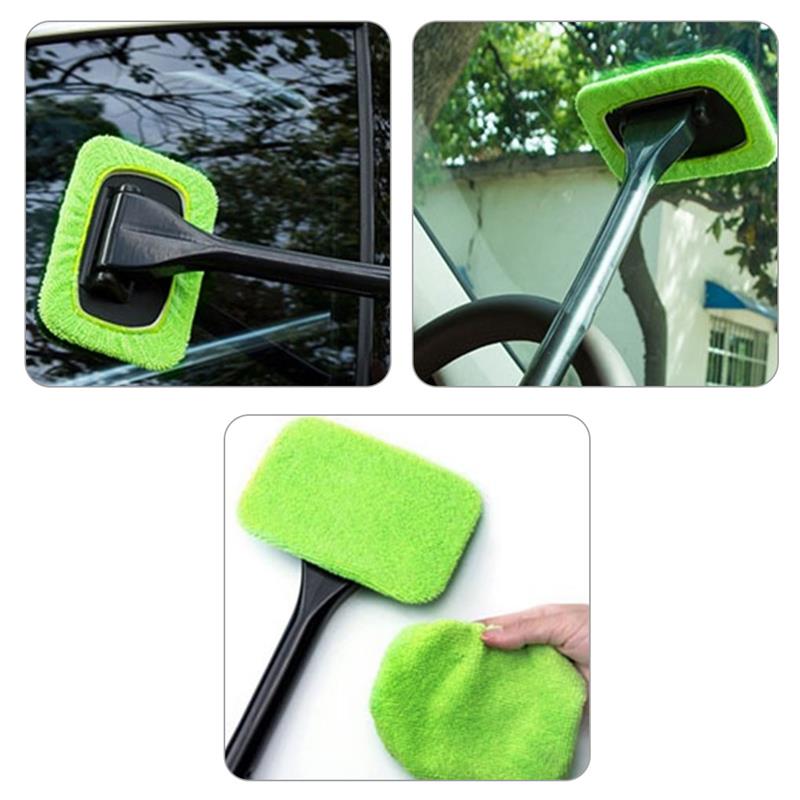 Car Window Windshield Wiper Microfiber Cloth Auto Window Cleaner Long  Handle Car Washable Brush Clean Tool with extra 2pcs Cloth - Price history  & Review