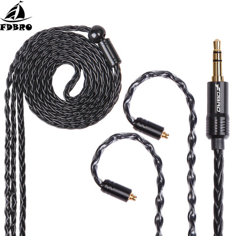 FDBRO 8core MMCX 2Pin 0.78mm A2DC Silver Plated Earphone Cable 2.5/3.5/4.4mm Balanced Headset Audio Jack Cable For SE315 SE425 ► Photo 1/6