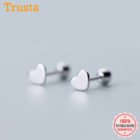 Trustdavis 100% 925 Sterling Silver Heart Screw Stud Earrings For Women Children Baby Girls Kids Mini Minimalist Jewelry DA77 ► Photo 1/6
