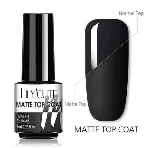LILYCUTE 7ML Matte Top Coat Varnish For Nail Art Matte Color Gel Matte Top Coat Need Soak-Off UV Lamp Gel Nail Skin Care Hybrid ► Photo 1/6