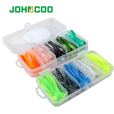 50pcs Fishing Lure Soft Bait Shrimp Bait 5cm,5.5cm Jigging T-tail UL Fishing Soft Lure Rockfish Bait Artificial Rubber Trout Jig ► Photo 1/6